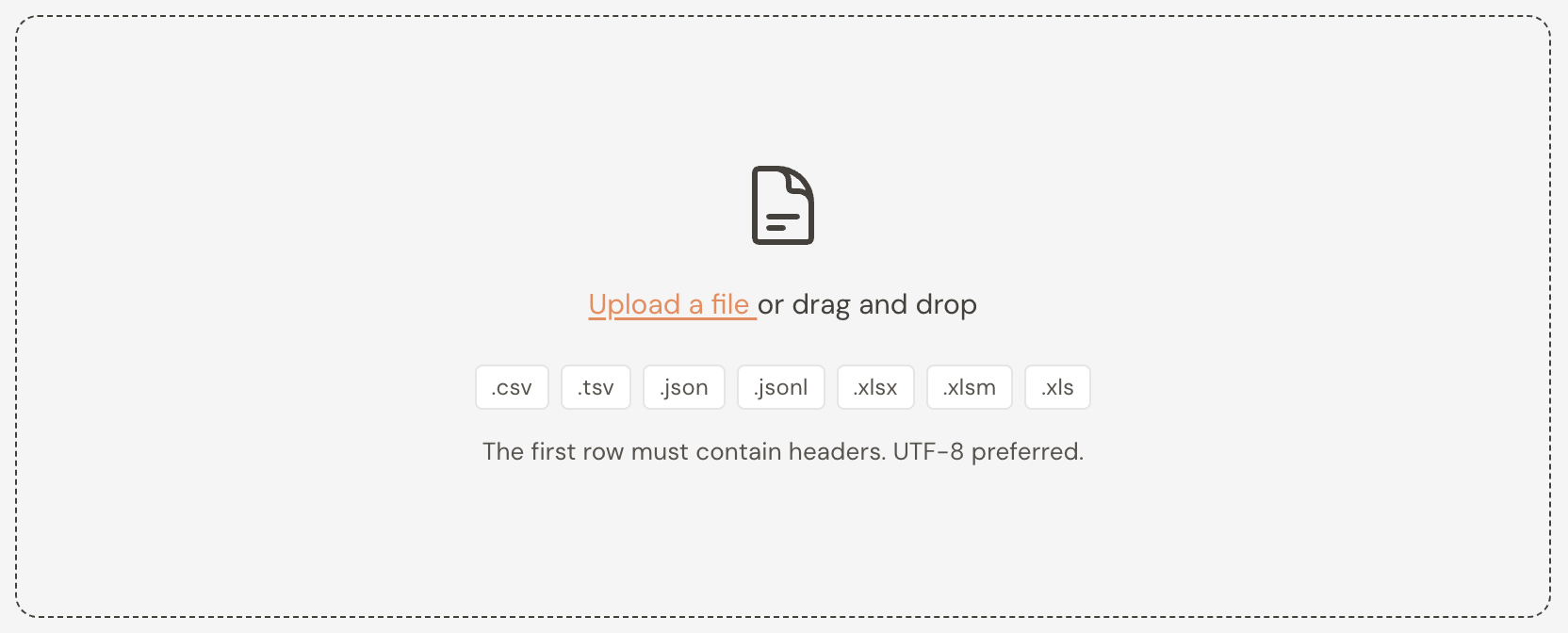 The upload zone with a file being dragged onto it.
